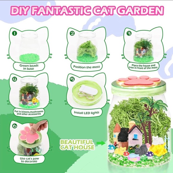 Light Up Cat Terrarium Kit DIY Night Light Activities Kits Arts & Craft - Picture 6 of 11